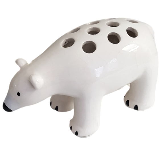 Ceramic Polar Bear Ikebana Vase - Picture 2 of 8
